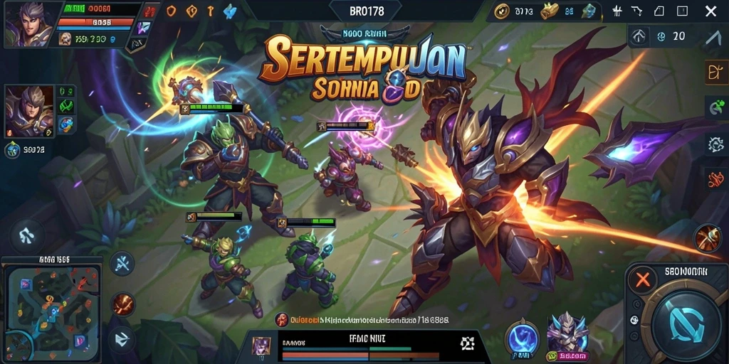 Screenshot utama BRO178 menampilkan aksi intens dalam permainan MOBA.