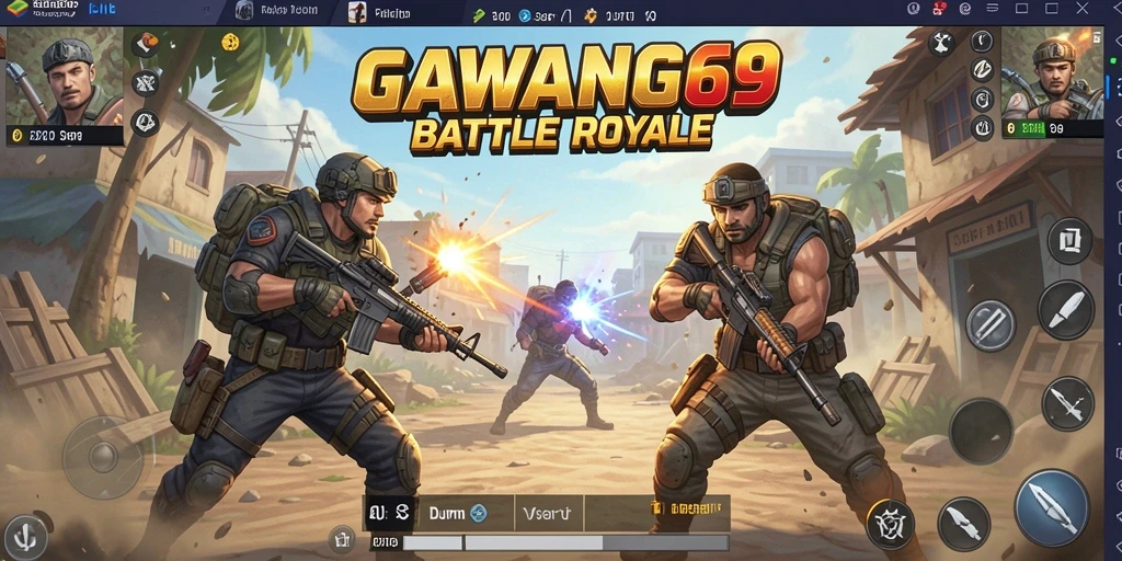 Tampilan seru dari gameplay GAWANG69 dalam pertempuran Battle Royale.