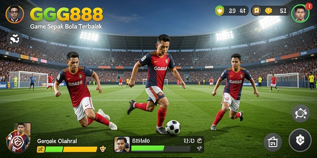 Tampilan gameplay mendebarkan dari GGG888 dengan aksi sepak bola nyata.