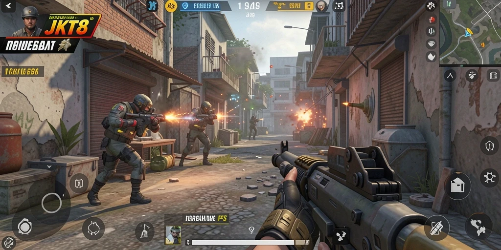Tampilan gameplay seru JKT8 dengan aksi menegangkan di medan perang.