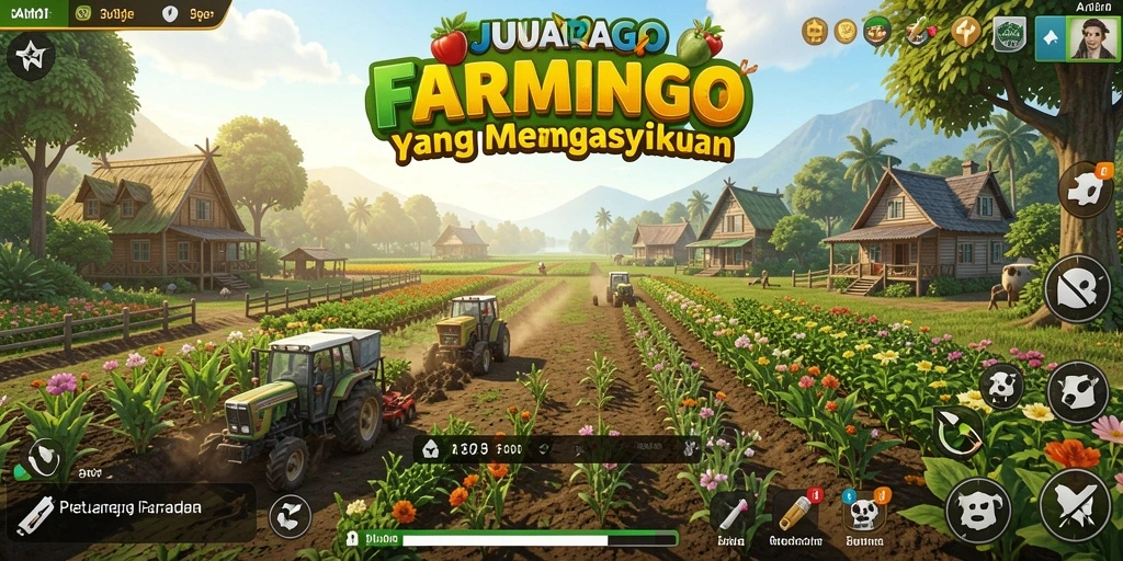 Tampilan gameplay JUARAGO yang menampilkan petualangan bertani yang seru.
