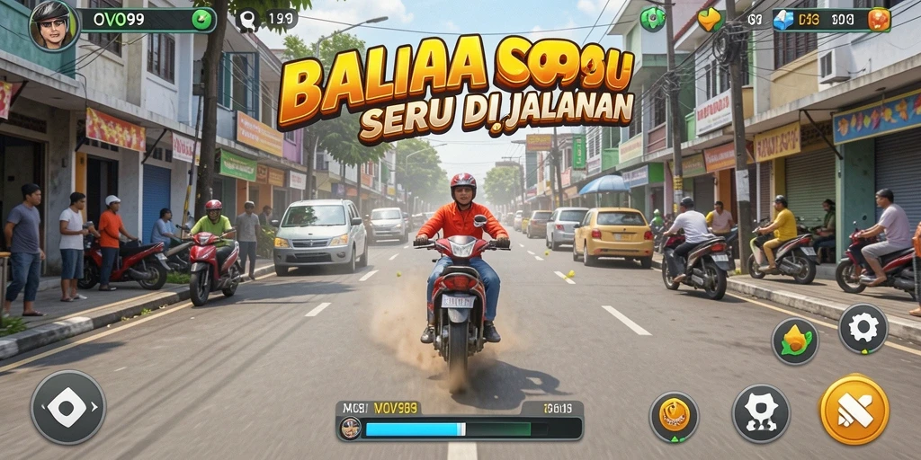 Screenshot OVO99 menunjukkan aksi balapan yang mendebarkan.