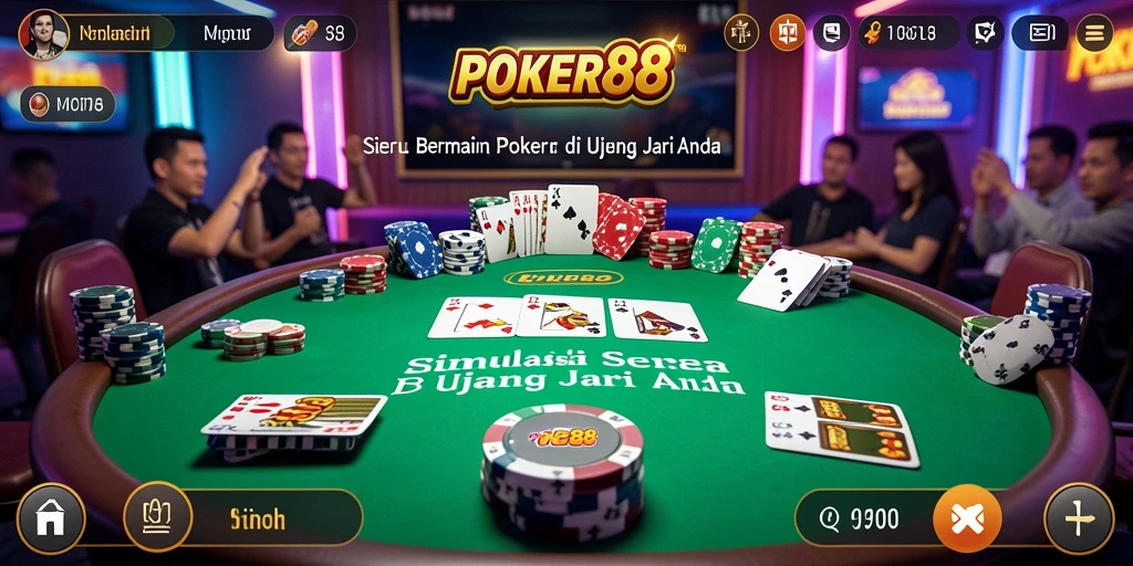 Tampilan gameplay seru di POKER88 saat bermain poker.