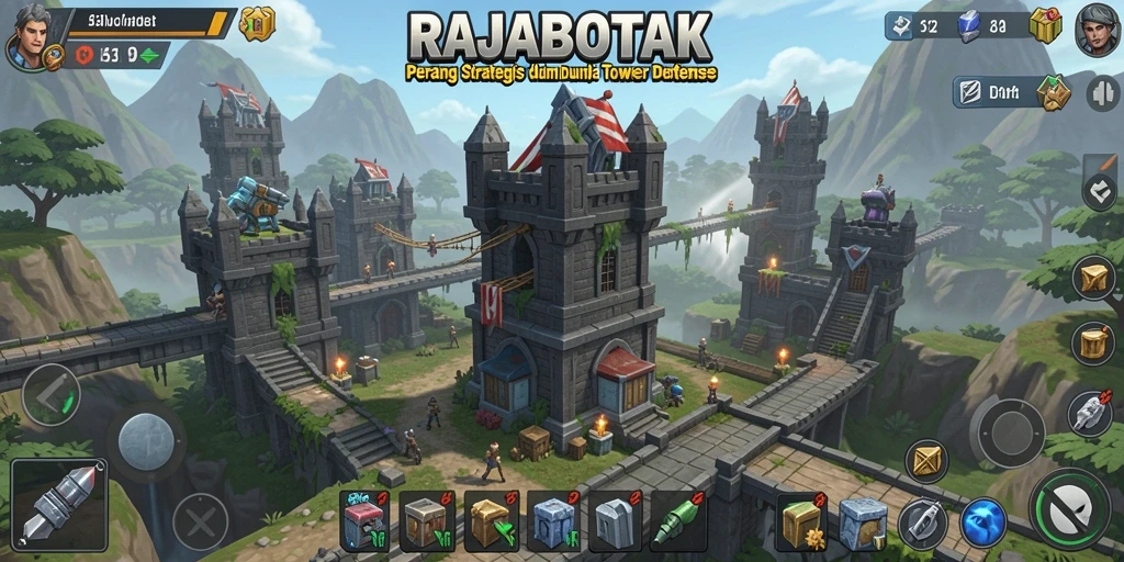 Tangkapan layar menampilkan aksi intens dari gameplay Tower Defense RAJABOTAK.