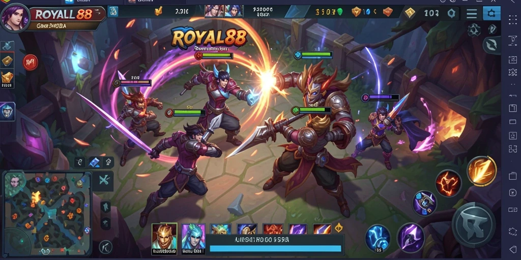 Tampilan gameplay seru dalam ROYAL88 MOBA.