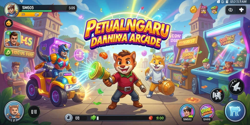 Screenshot gameplay SM605 yang mencerminkan aksi seru di dalam level Arcade.