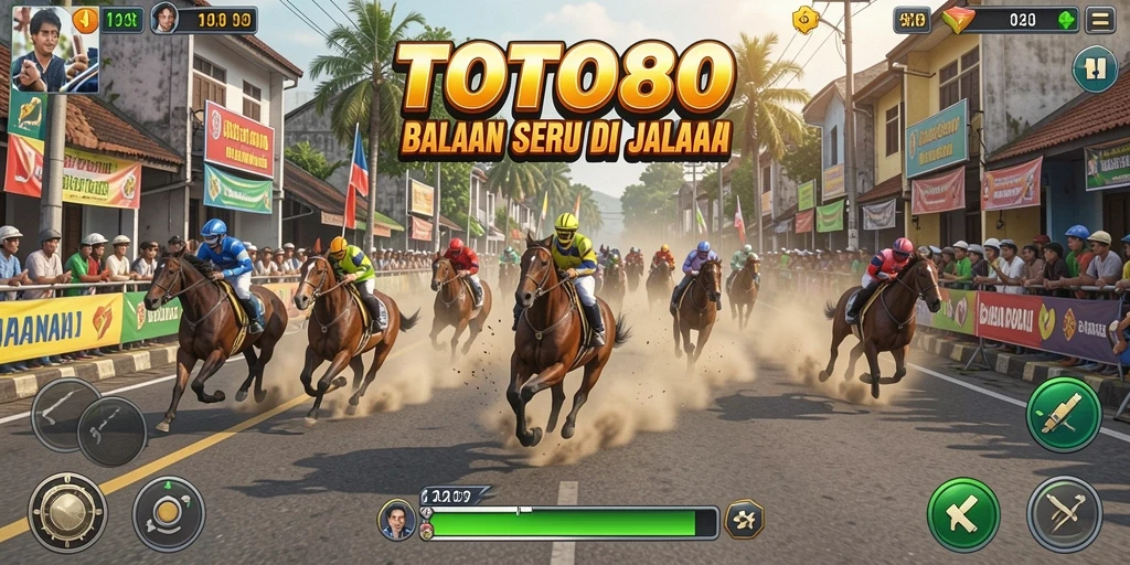 Gameplay seru dan intens dari TOTO80 saat balapan di lintasan.