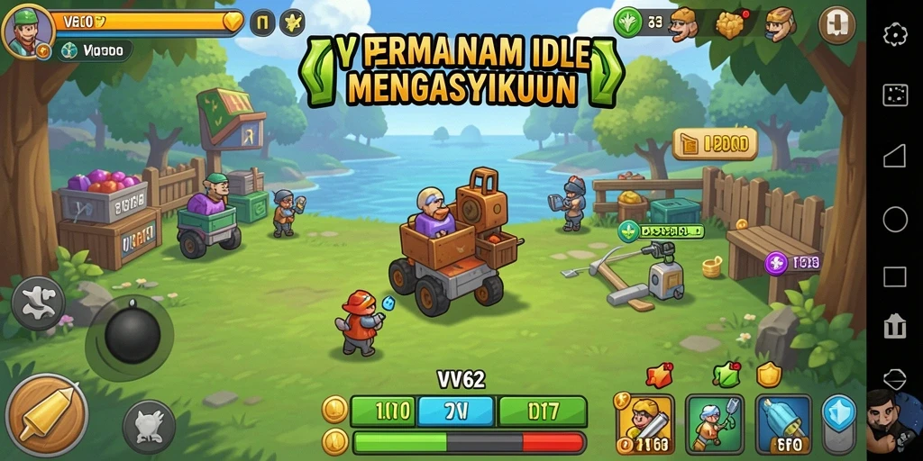 Tampilan gameplay Idle VV62 yang menawan dan santai.